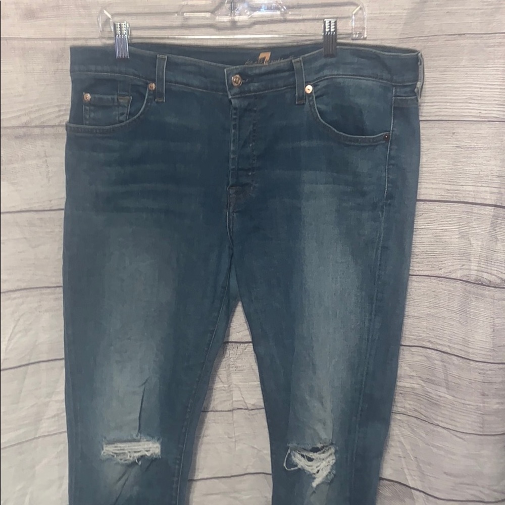 7 For All Mankind Blue Boyfriend Jeans